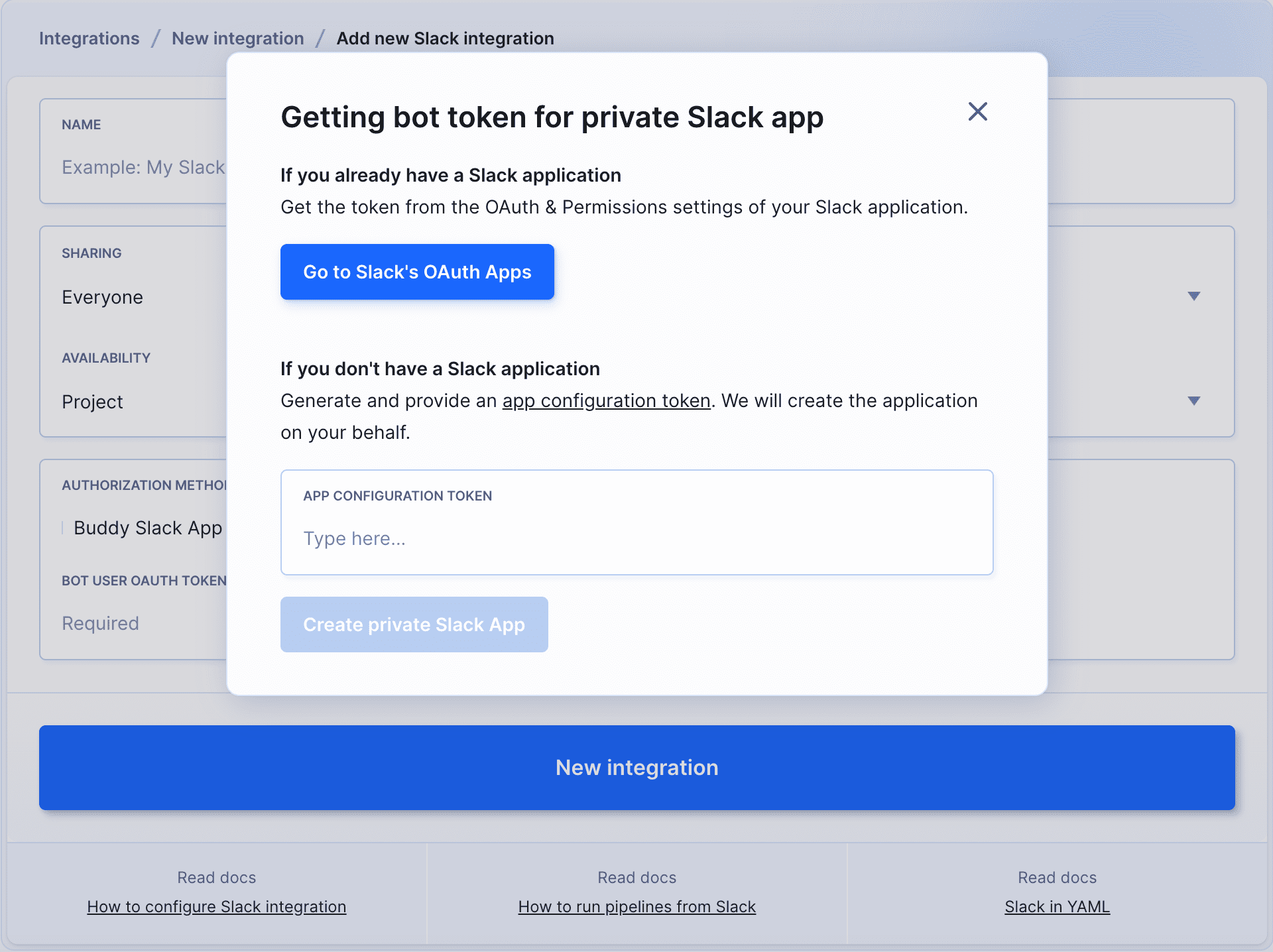 Private Slack app install instructions