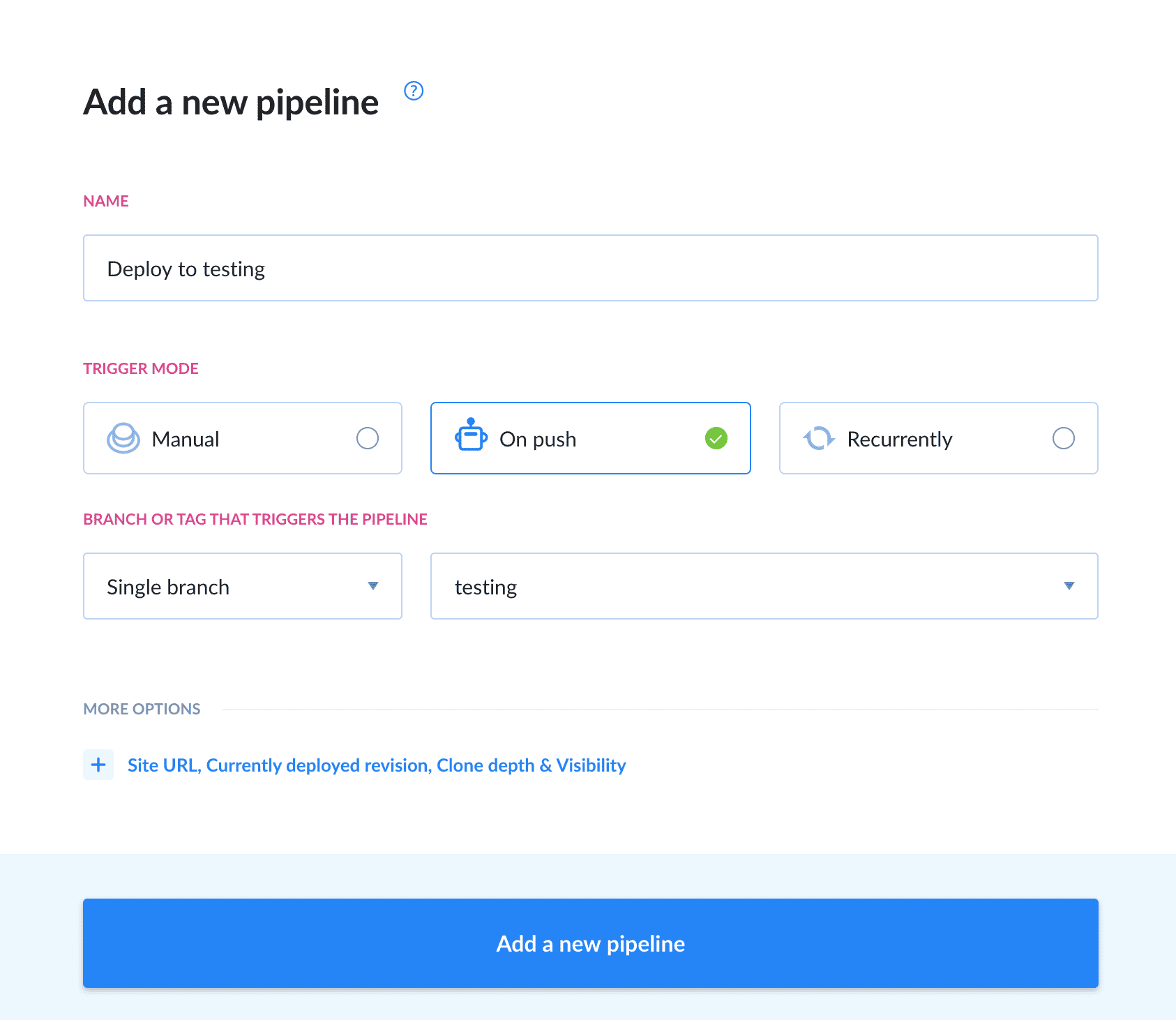 Configuring pipeline settings