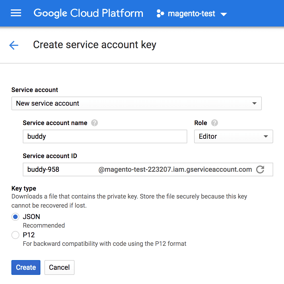 Google Cloud Platform account key