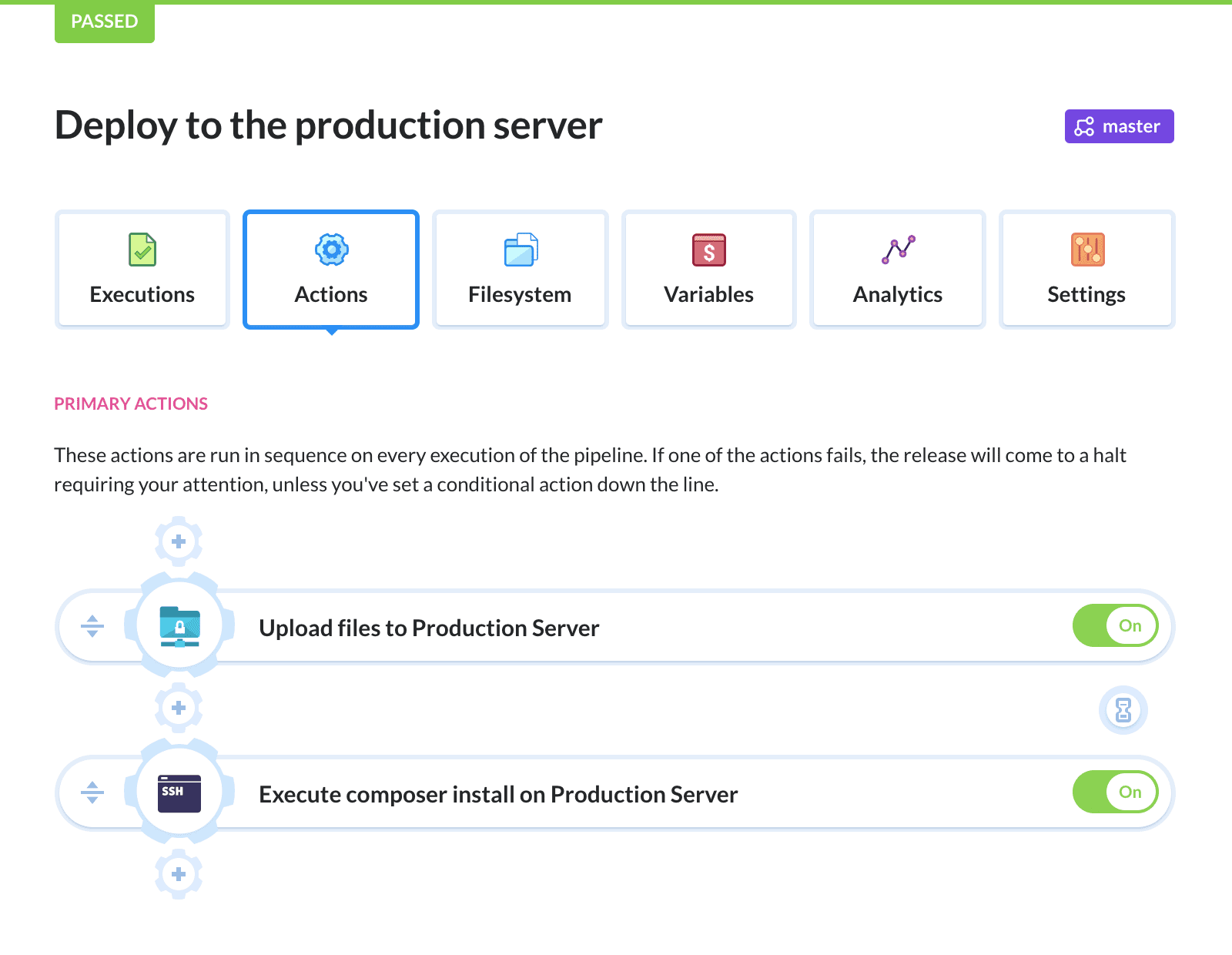 Setting up on-click deployment to Production